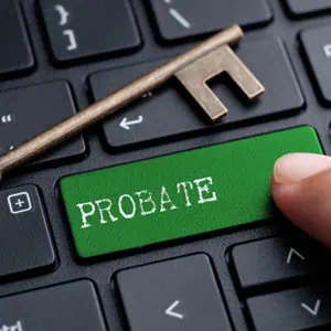 Finger on green "Probably" key on unusual keyboard.